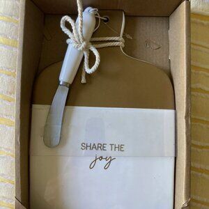 Ceramic cheese Serving Board with Spreader, NIB, perfect for celebration of joy